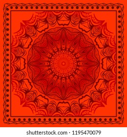 Design for pillow. Vector pattern with mandala decoration. For fabric, textile, bandana, pillow, carpet print