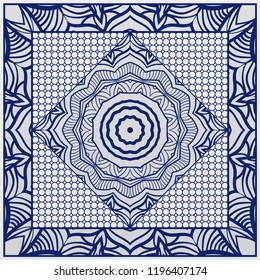 Design for pillow. Vector pattern with mandala decoration. For fabric, textile, bandana, pillow, carpet print