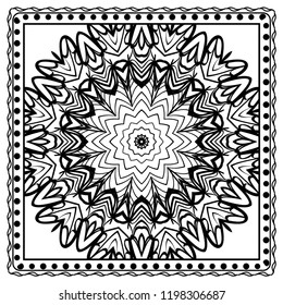 Design for pillow. Vector pattern with mandala decoration. For fabric, textile, bandana, pillow, carpet print