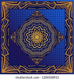 Design for pillow. Vector pattern with mandala decoration. For fabric, textile, bandana, pillow, carpet print