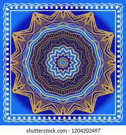 Design for pillow. Vector pattern with mandala decoration. For fabric, textile, bandana, pillow, carpet print