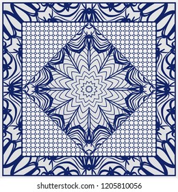 Design for pillow. Vector pattern with mandala decoration. For fabric, textile, bandana, pillow, carpet print