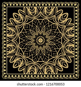Design for pillow. Vector pattern with mandala decoration. For fabric, textile, bandana, pillow, carpet print