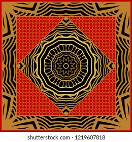 Design for pillow. Vector pattern with mandala decoration. For fabric, textile, bandana, pillow, carpet print