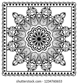 Design for pillow. Vector pattern with mandala decoration. For fabric, textile, bandana, pillow, carpet print