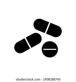 The design of the pills and drugs medicines and health glyph icon pack vector illustration, this vector is suitable for icons, logos, illustrations, stickers, books, covers, etc.