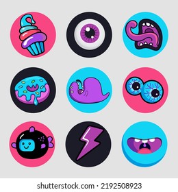 design for pin, label, tee, clothing print, poster