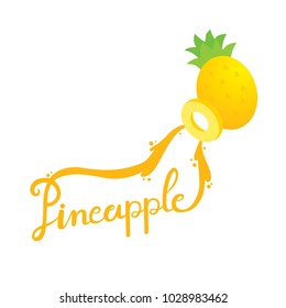 Design pineapple juice, Splash  is wold pineapple vector. White background.
