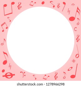 Design of the pink background with music notes