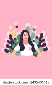 Design Pink Breast Cancer Flat Illustration