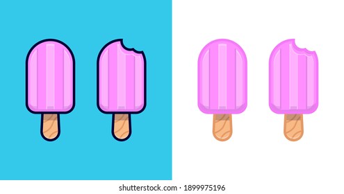 Design of Pink Ice Cream In defferent Style Cartoon Vector Icon Illustration
