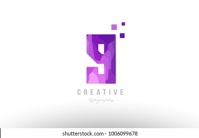 Design of pink number logo 9 with squares suitable as an icon for a company or business