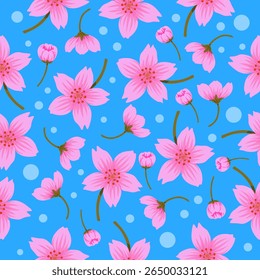 Projetar zakura rosa para decorar padrões, materiais, objetos, superfícies, têxteis, etc.