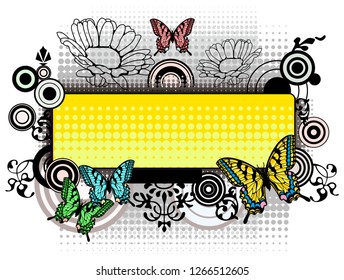 Design placard with butterflies