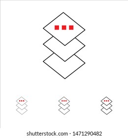 Design, Plane, Square Bold and thin black line icon set. Vector Icon Template background