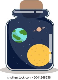 design planets in the bottle art jar