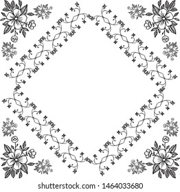 Design plants leaf flower frame, motif for border. Vector