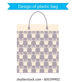 Design of plastic bag. vector illustration. Packing for gifts.