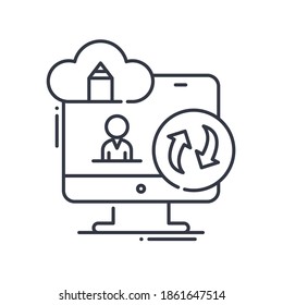 Design platform icon, linear isolated illustration, thin line vector, web design sign, outline concept symbol with editable stroke on white background.