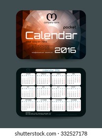 Design Pocket Calendar 2016. Vector Templates all months. Example design gift calendars for Cafes, Shops, Hotels. 