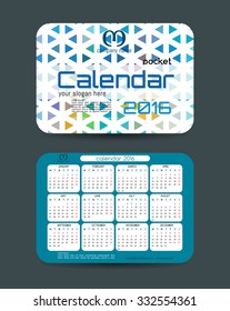 Design Pocket Calendar 2016. Vector Templates all months. Example design gift calendars for Cafes, Shops, Hotels. 