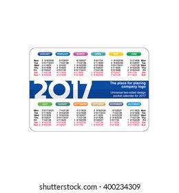 Design pocket calendar for 2017 year vector background