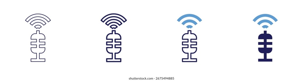 Design podcast icon in 4 different styles. Thin Line, Line, Bold Line, Duotone. Duotone style. Editable stroke.