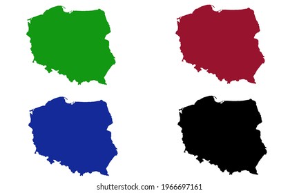 design of a Polish map silhouette in central Europe on a white background