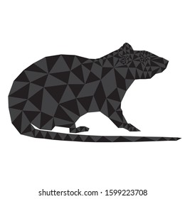 Design polygon of rat black and gray color on white background