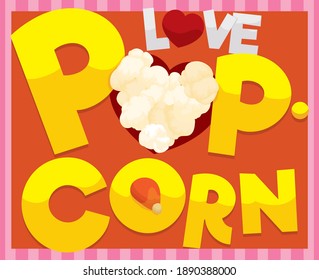 Design for popcorn lovers with hearts shapes made with delicious popcorn over striped background to celebrate this tasty day.