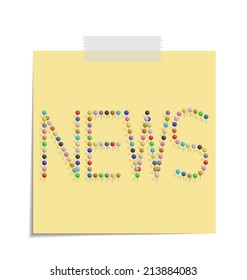 design of a post with push pins forming the word news 