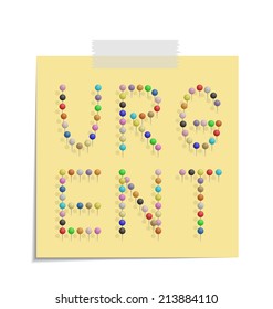 design of a post with push pins forming the word urgent 