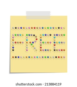 design of a post with push pins forming the word free 