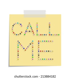 Design Of A Post With Push Pins Forming The Word Call Me 