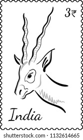 The design of the postage stamp with a graceful laconic depiction of an antelope similar to Thompson's gazelle. Example for India.