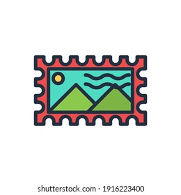 The design of the postage stamps stationery filled icon vector illustration, this vector is suitable for icons, logos, illustrations, stickers, books, covers, etc.