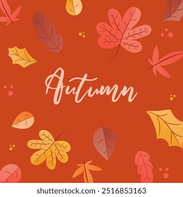 El diseño de una postal con un tema de otoño. Hojas de otoño en Vector