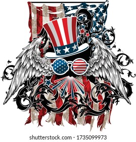 Design of postcard, banner  for Independence Day of America. Highly realistic illustration.