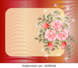 Design postcard with flowers and stars for inserting text or photo