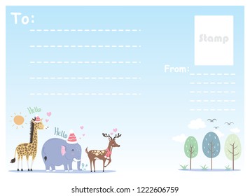 The design of postcards in the form of animals, with space for you to write the address of people you know.