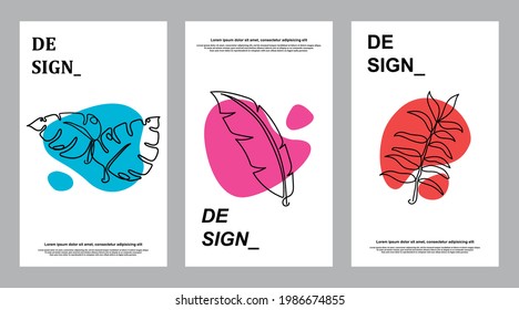 design poster of botanical vector illustration, pastel color, contour background, concept