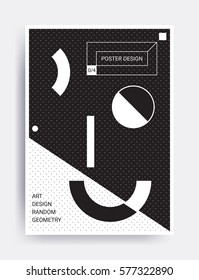 Design poster. Bright vector illustrations with geometric elements, memphis figure for interior, website banner template, social media, email, print, ads, promotional material