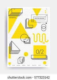 Design poster. Bright vector illustrations with geometric elements, memphis figure for interior, website banner template, social media, email, print, ads, promotional material