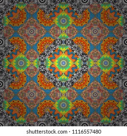 Design for poster, card, invitation in blue, gray and orange colors. Trendy geometric flat seamless pattern, texture for abstract background or brochure, flyer, presentations design.