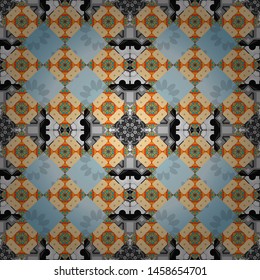Design for poster, card, invitation in gray, blue and beige colors. Trendy geometric flat seamless pattern, vector texture for abstract background or brochure, flyer, presentations design.