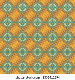 Design for poster, card, invitation in green, orange and yellow colors. Trendy geometric flat seamless pattern, vector texture for abstract background or brochure, flyer, presentations design.