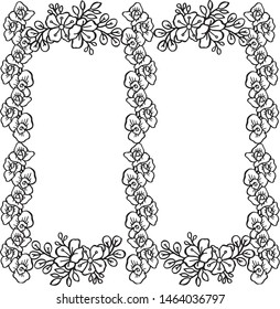 Design for poster and card with simple flower frame isolated on white background. Vector