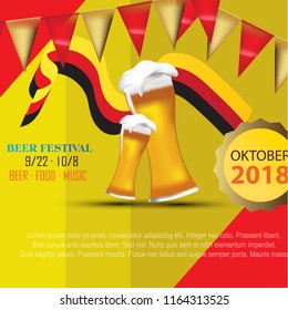 Design poster with food and drink elements for traditional beer festival Oktoberfest