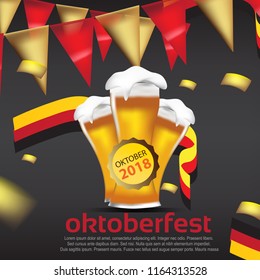 Design poster with food and drink elements for traditional beer festival Oktoberfest