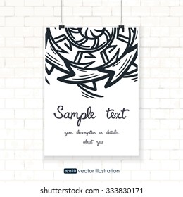 design a poster on a brick wall background, vector illustration
